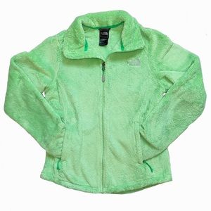 The north face osito fleece jacket green full zip soft & fuzzy lightweight warm